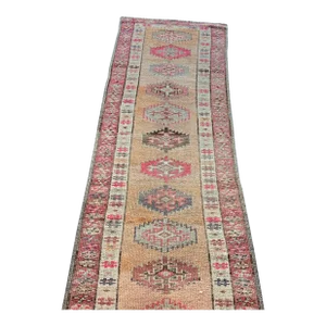 Vintage Turkish Pink Tribal Handmade Rug