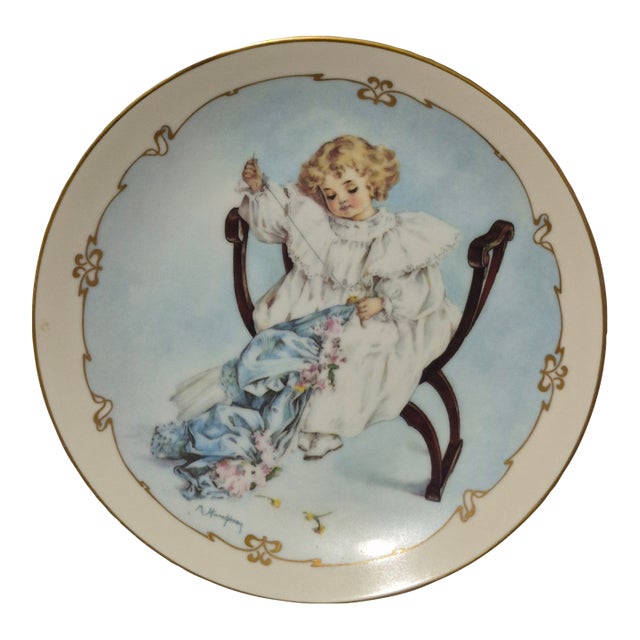 Vintage Little Ladies Maud Humphrey Bogart "The Seamstress" Decorative Plate For Sale
