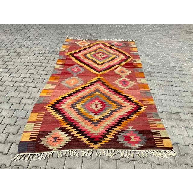Gorgeous Vintage Turkish Kilim Rug - 74" X 133" For Sale - Image 11 of 11