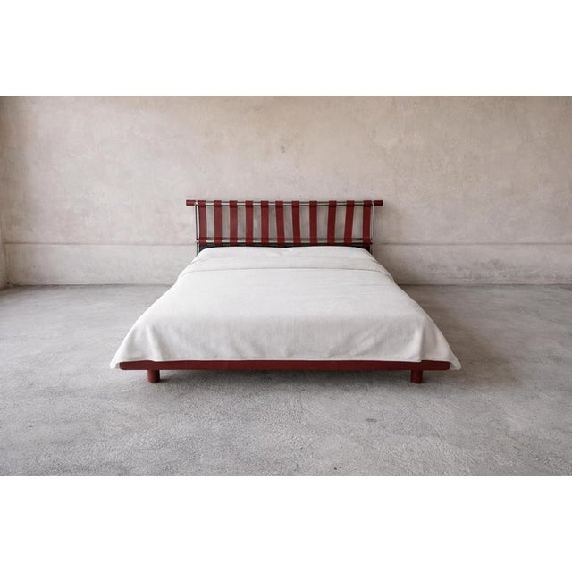 Double Bed in Bulgarian Red Leather and Metal, 1960s For Sale - Image 10 of 10
