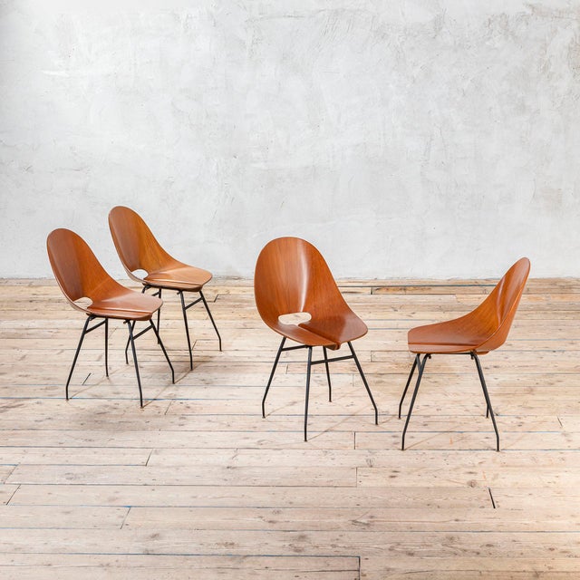 Wood Wooden Chairs attributed to Carlo Ratti, 1950s, Set of 4 For Sale - Image 7 of 7