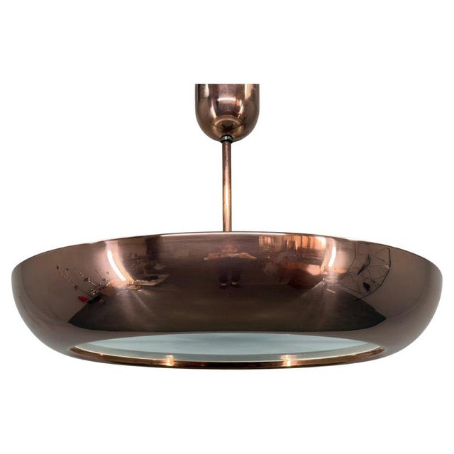 Bauhaus UFO Pendant Light in Copper by Josef Hurka, 1930s For Sale - Image 12 of 12