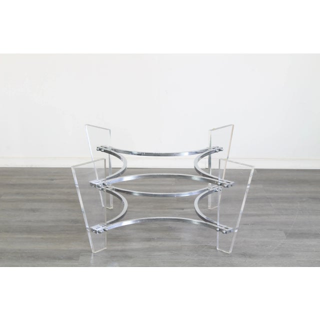 Mid-Century Modern Vintage Lucite and Chrome Coffee Table For Sale - Image 3 of 7