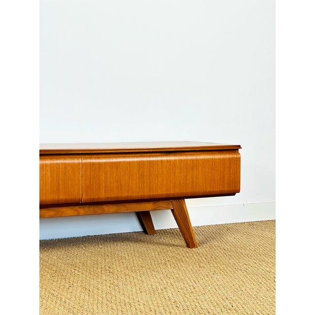 Low Scandinavian Teak Sideboard with 3 Drawers and Splayed Legs, 1960 For Sale - Image 12 of 18