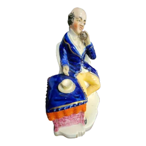 Rare Antique 19th Century English Staffordshire Seated Statesman Fine Porcelain Figurine.