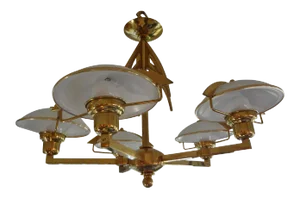 1960's Italian Mid-Century Modern Stilnovo Style Brass Chandelier