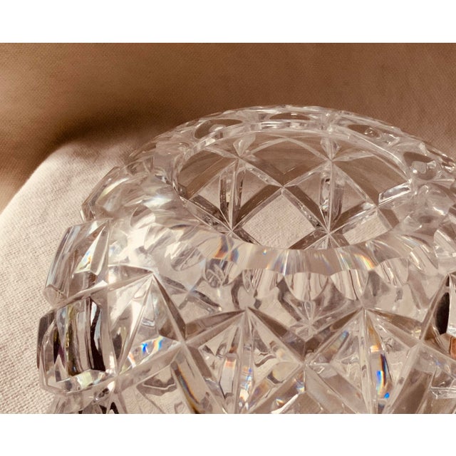 Antique French Cut Crystal Rose Bowl, Diamond Pattern, 7" For Sale - Image 6 of 11