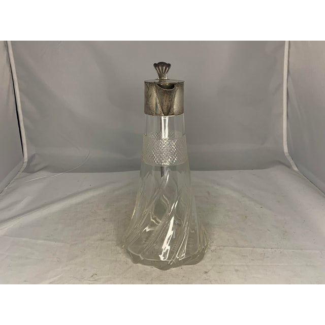 Metal Antique Sterling Silver Mounted Crystal Claret Jug, Birmingham 1903 For Sale - Image 7 of 10