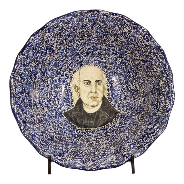 Oversized Don Miguel Costilla Father Junipero Portrait Bowl With Stand For Sale