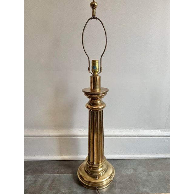 1970's Stiffel Brass Fluted Column Table Lamp For Sale - Image 11 of 11