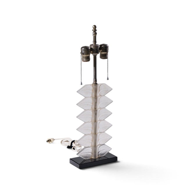 White Early 20th Century French René Lalique Feuilles French Crystal Table Lamp For Sale - Image 8 of 8