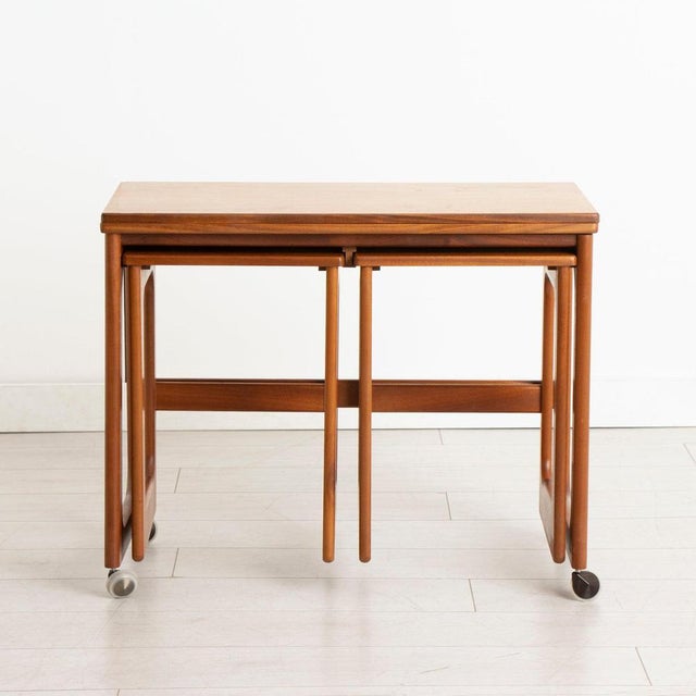 Triform Nesting Tables with Fold Out Top from McIntosh, 1960s, Set of 3 For Sale - Image 9 of 9