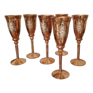 Murano Glass Goblets by Murano for Manifattura Di Murano, Tre Fiori Foundry, Venice, 1960s, Set of 6 For Sale