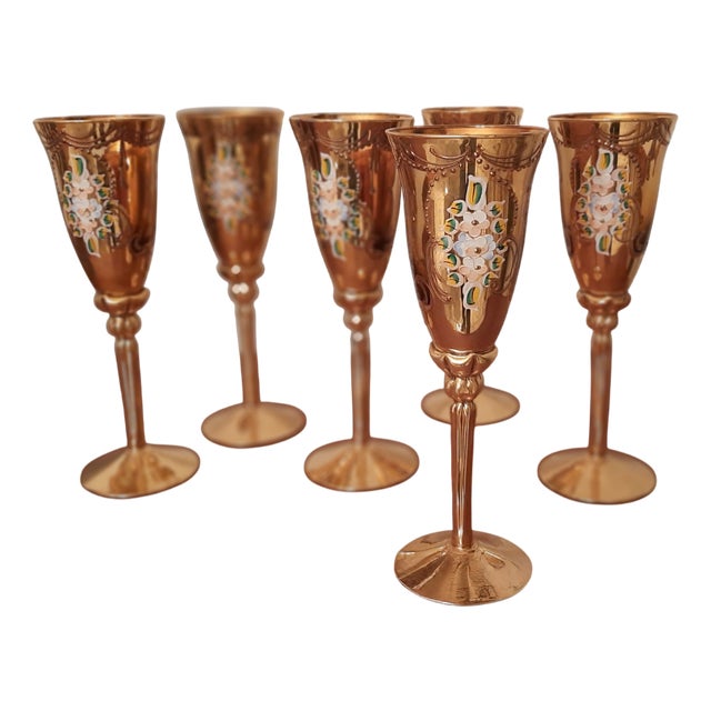 Murano Glass Goblets by Murano for Manifattura Di Murano, Tre Fiori Foundry, Venice, 1960s, Set of 6 For Sale
