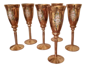 Murano Glass Goblets by Murano for Manifattura Di Murano, Tre Fiori Foundry, Venice, 1960s, Set of 6