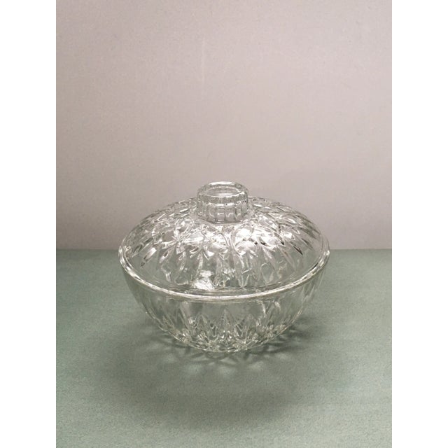 Glass Vintage Faceted Crystal Covered Dish For Sale - Image 7 of 8