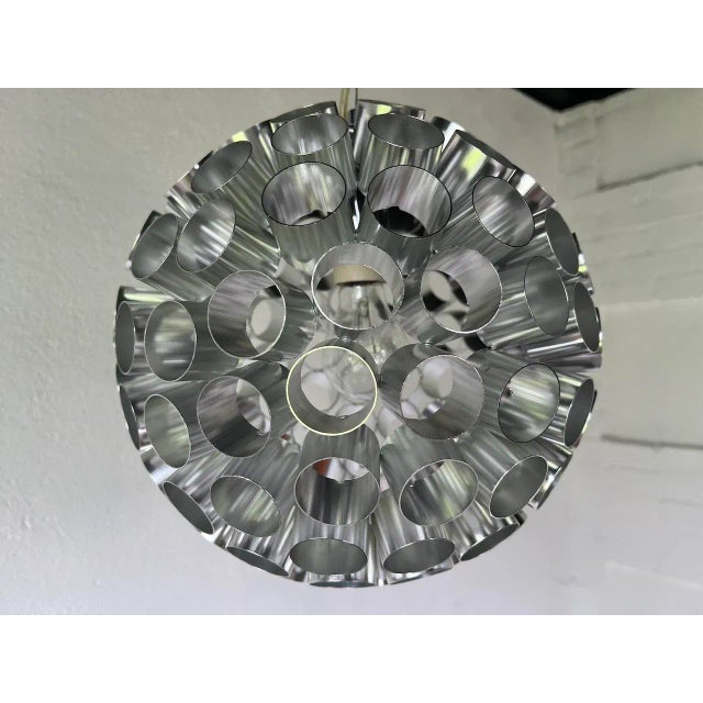 Silver Space Age Aluminum Pendant Light, 1970s For Sale - Image 8 of 11