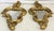 Sweet petite pair of scroll wall mirrors. They have an Art Nouveau/ Rococo cornucopia style with an antique gold painted...