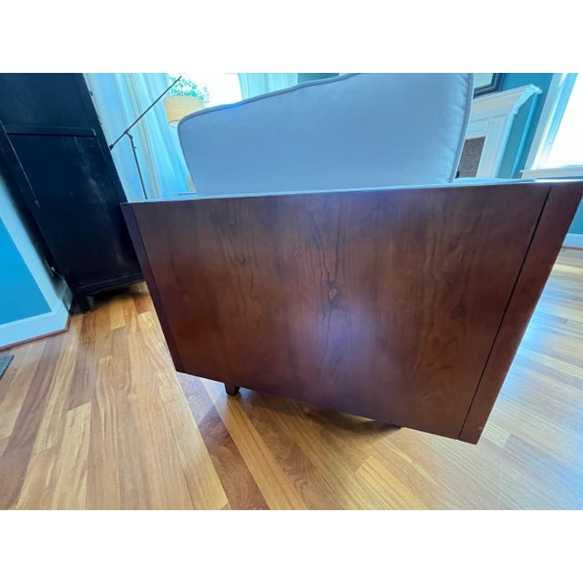 Mid-Century Modern Case Walnut and Chenille Armchair For Sale - Image 10 of 11