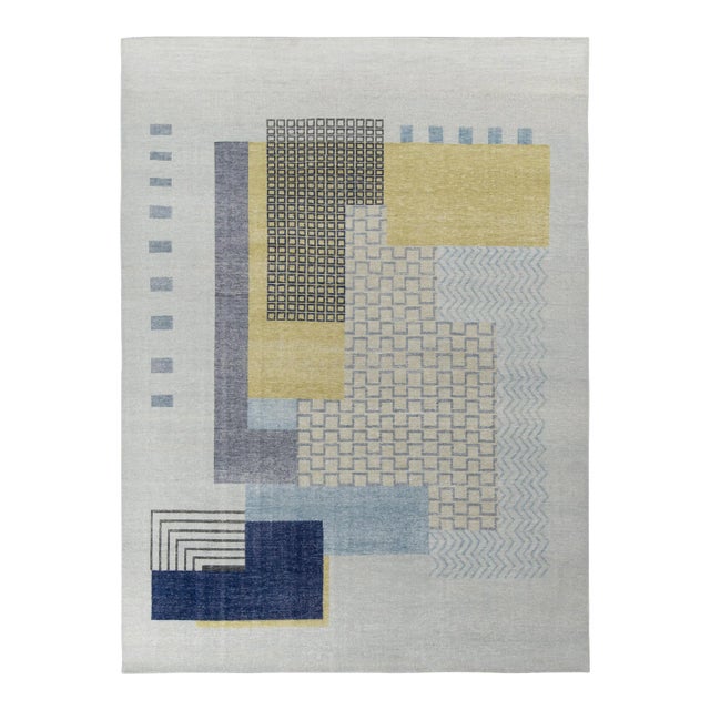 Rug & Kilim’s Oversized Blocks Rug in Blue, 12x16 For Sale