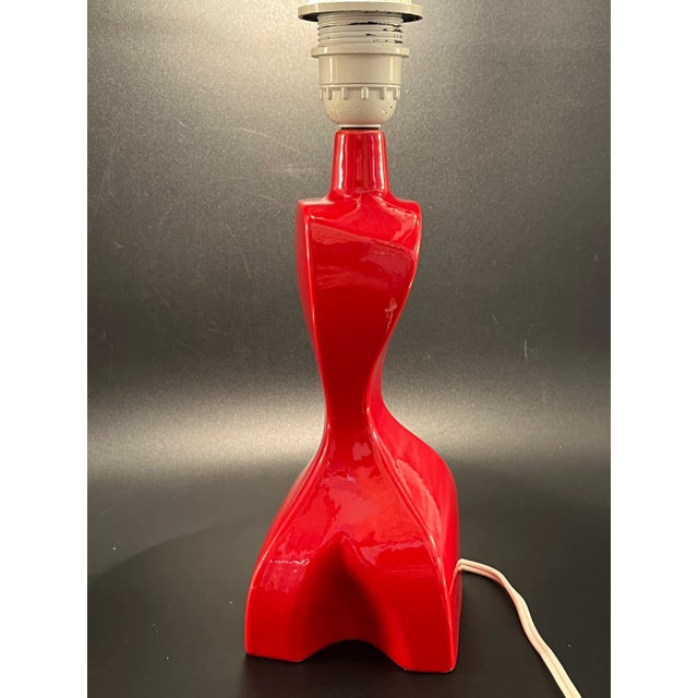 Ceramic Sculptural Mid-Century Porcelain Lamp in the style of Heifetz, Space Age, Red For Sale - Image 7 of 15