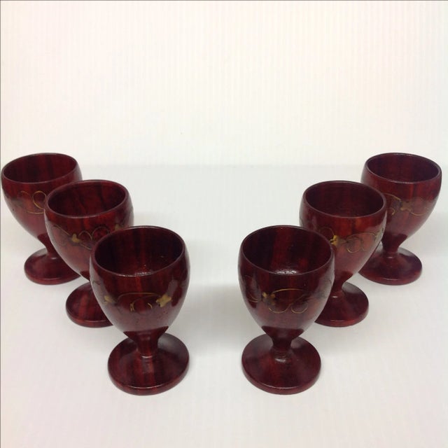 Danish Modern Hand Turned Rose Wood Cordials - 6 For Sale In Dallas - Image 6 of 6