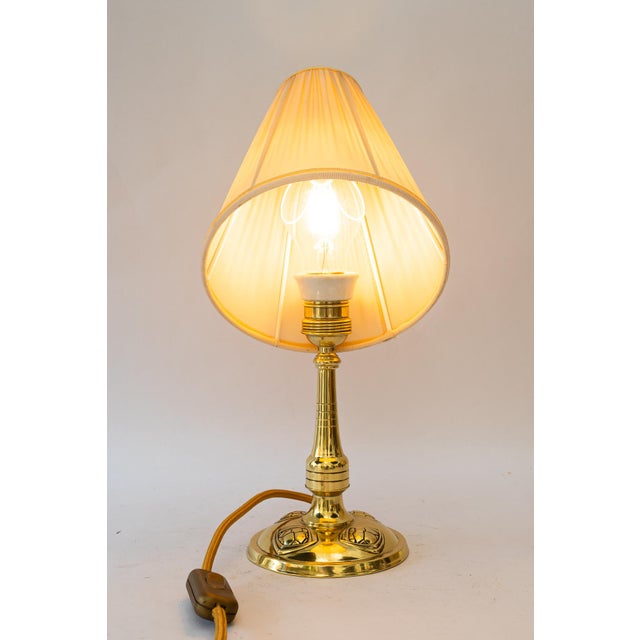 Art Deco Table Lamp with Fabric Shade, Vienna, Austria, 1920s For Sale - Image 4 of 18