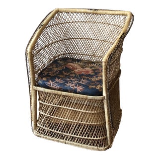 Mid-Century Boho Rattan Armchair For Sale