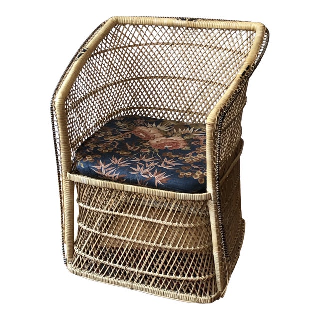Mid-Century Boho Rattan Armchair For Sale