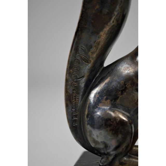 Art Deco Squirrel Bookends in Silvered Bronze by Marcel Guillemard, 1920s, Set of 2 For Sale - Image 15 of 18
