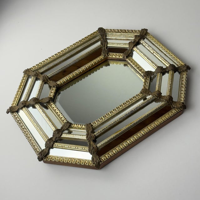 Vintage Octagonal Murano Mirror, Italy, 1950s For Sale - Image 4 of 18