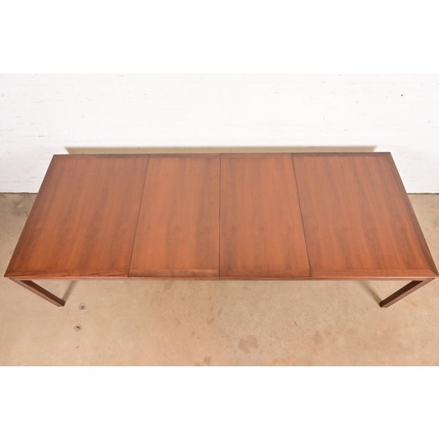 Edward Wormley for Dunbar Mid-Century Modern Walnut Extension Dining Table, Newly Refinished For Sale In South Bend - Image 6 of 14