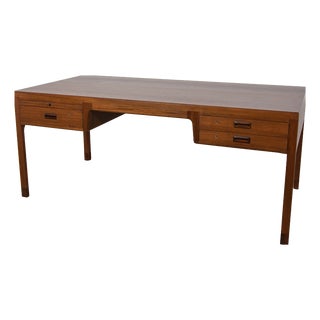 Mid-Century Teak Desk by Ejner Larsen & Aksel Bender Madsen for Willy Beck, Denmark, 1950s For Sale