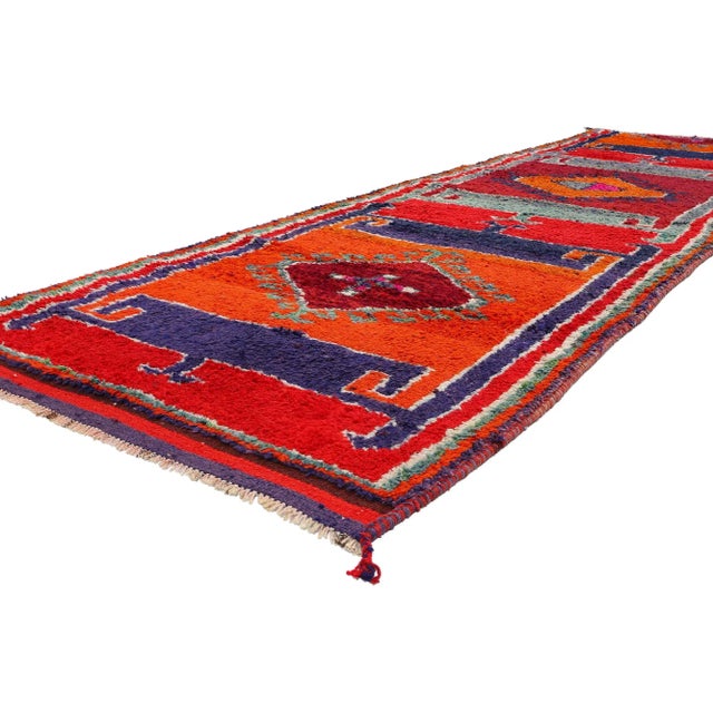 53906 Vintage Orange Kurdish Rug Runner, 03'08 x 12'00. Crafted with meticulous precision and unwavering dedication by...
