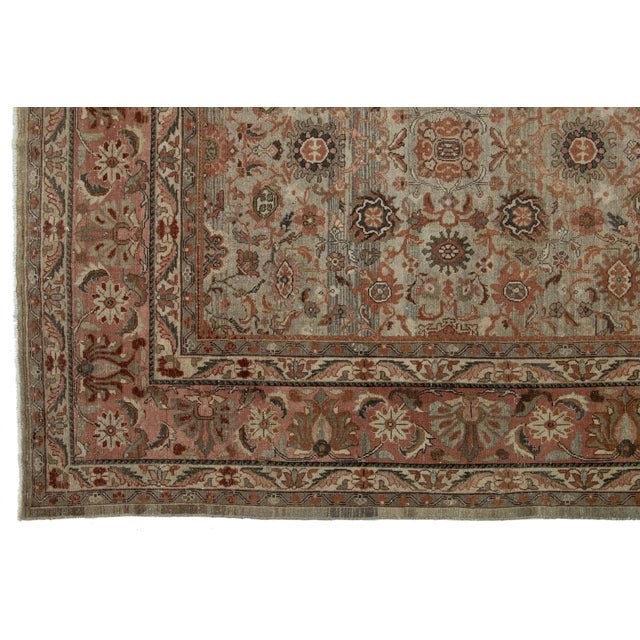 Brown 1890s Antique Persian Malayer Wool Rug in Brown Allover Floral Design For Sale - Image 8 of 11