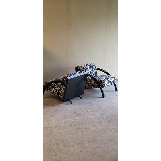 Postmodern Black Armchairs with Zebra Print Cushions, 1980s, Set of 2 For Sale - Image 6 of 13