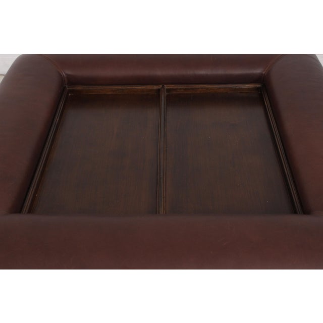 Animal Skin Lillian August by Drexel Leather Coffee Table Ottoman For Sale - Image 7 of 15