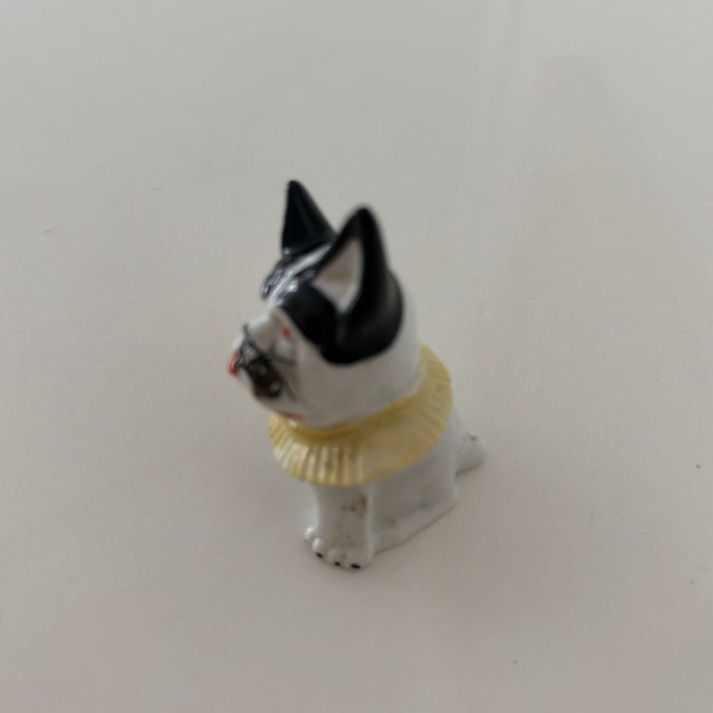 Antique German Novelty French Bulldog/Boston Terrier Porcelain Figurine Featuring an Applied Fly For Sale - Image 9 of 9