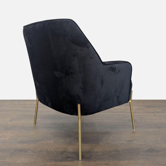 New Pacific Direct Arianna Black Velvet & Gold Accent Chair For Sale - Image 4 of 10