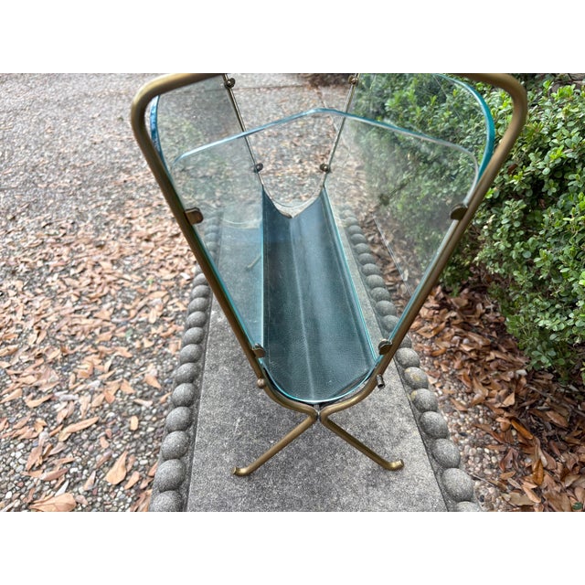 Italian Modern Brass and Glass Magazine Holder For Sale - Image 11 of 12