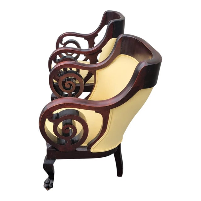 19th Century Walnut Empire Bedroom Chair Claw Feet-Newly Upholstered & Restored For Sale - Image 9 of 16