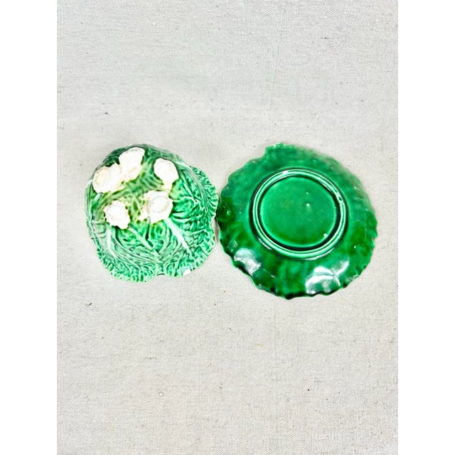 Vintage Majolica Style Cabbage Relish Jar and Saucer For Sale In New Orleans - Image 6 of 7