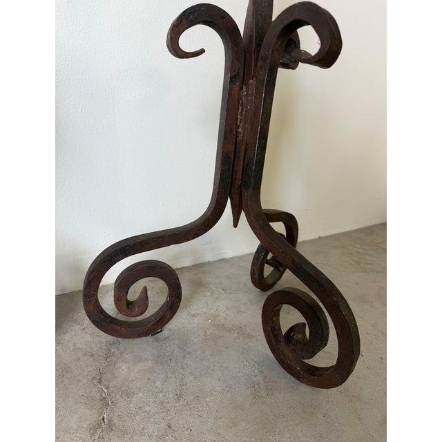 Vintage Jan Barboges Hand-Forged Iron Floor Candle Holders – Pair For Sale - Image 4 of 12