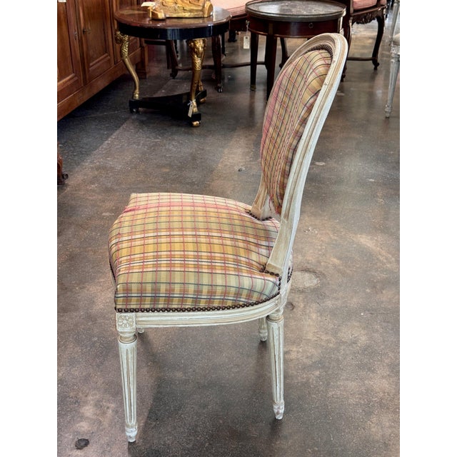 Cream Set of Six Vintage French Painted Dining Chairs For Sale - Image 8 of 10