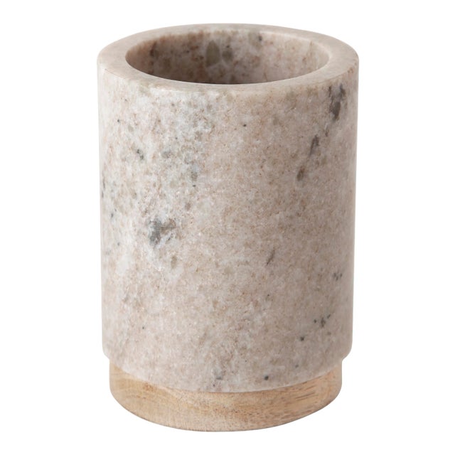 San Marino Tumbler, Beige Marble & Wood For Sale