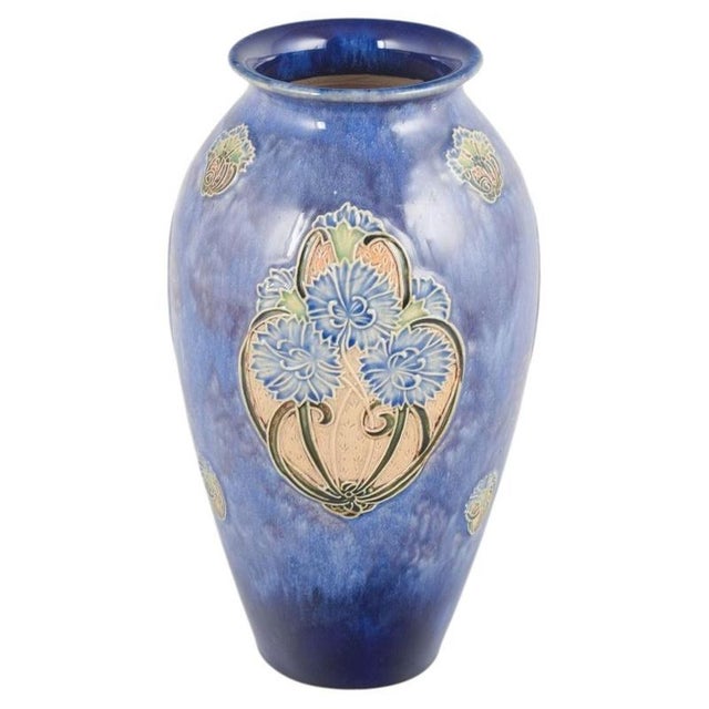 1930s Art Nouveau Vase with Floral Motifs in Relief by Royal Doulton, 1930s For Sale - Image 5 of 5