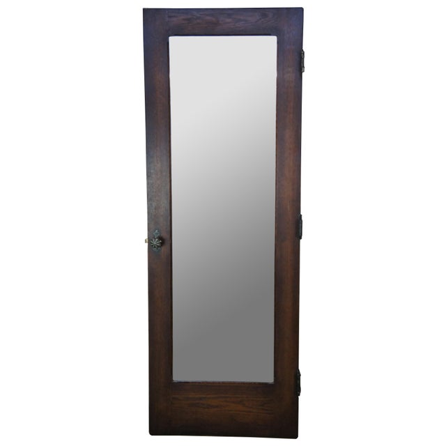 Early 20th C. Reclaimed Spanish Revival Oak Mirrored Bedroom Closet Door For Sale - Image 13 of 13