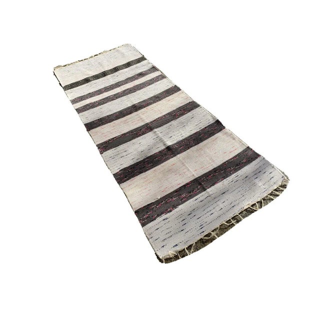 Gray Turkish Kilim Flatweave Runner For Sale - Image 8 of 11