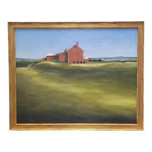 Fine Vintage Oil Painting of a Red Barn Signed