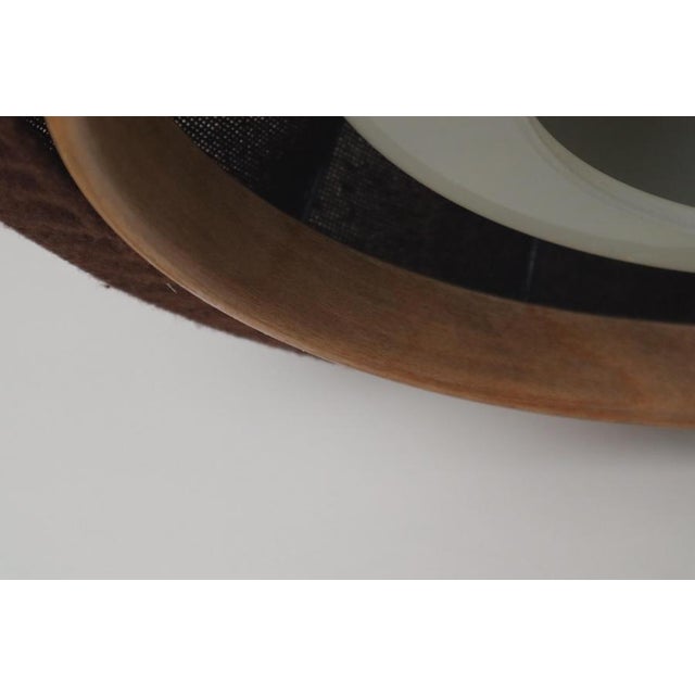 1970s Mid-Century Modern Pendant Lamp in Brown Fabric, Wood and Glass from Doria Leuchten, Germany, 1970s For Sale - Image 5 of 18